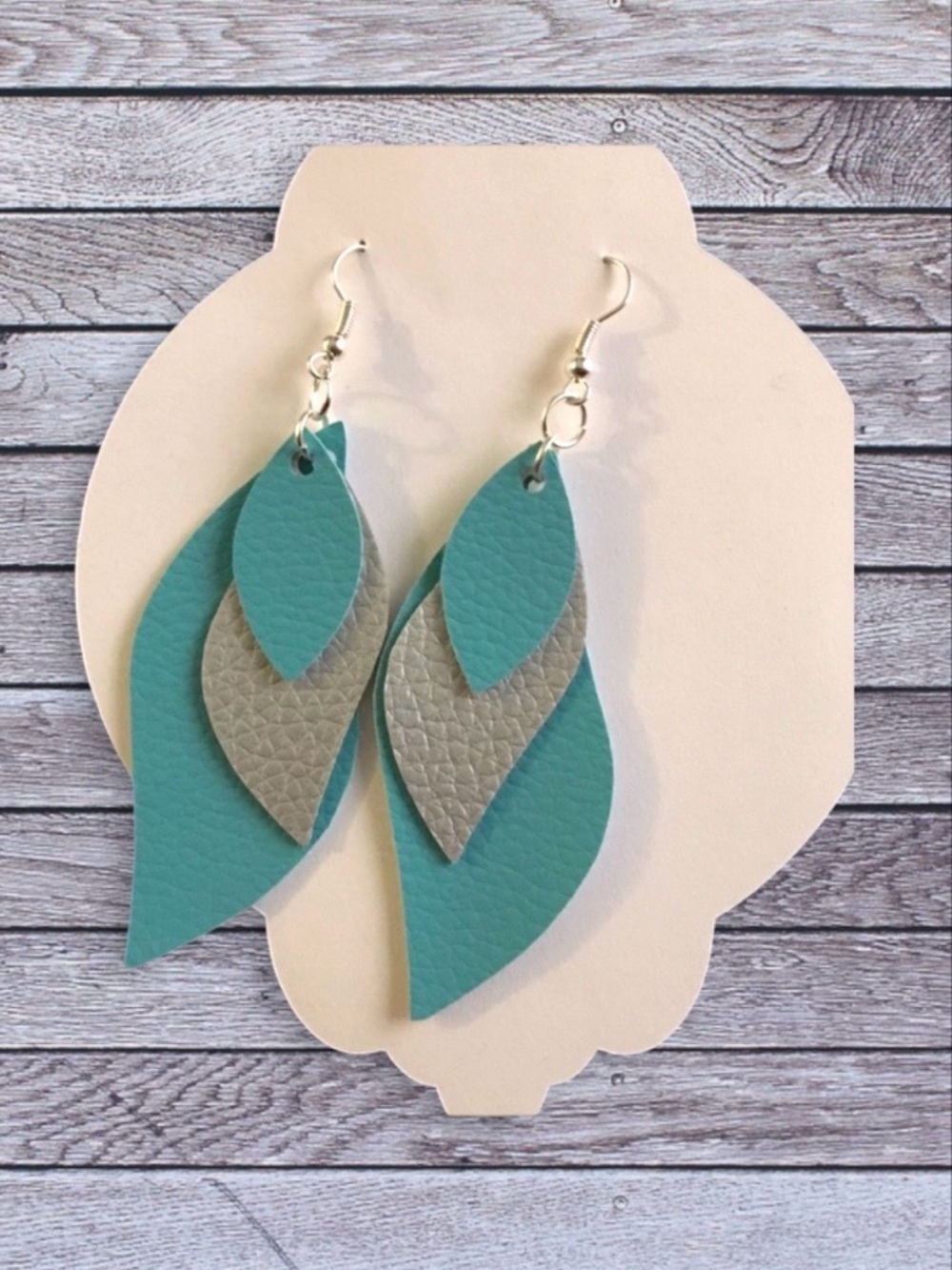 NEW Faux leather leaf earrings